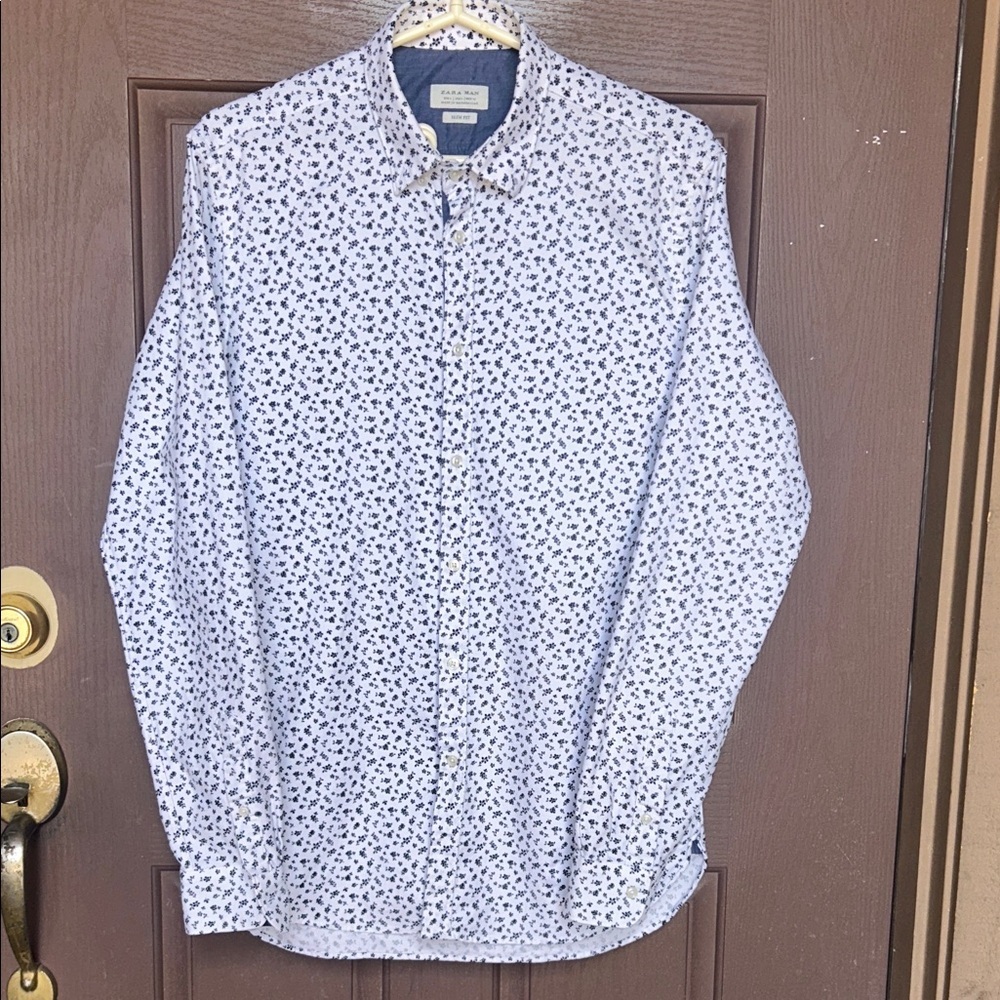 Zara White and Black Patterned Shirt